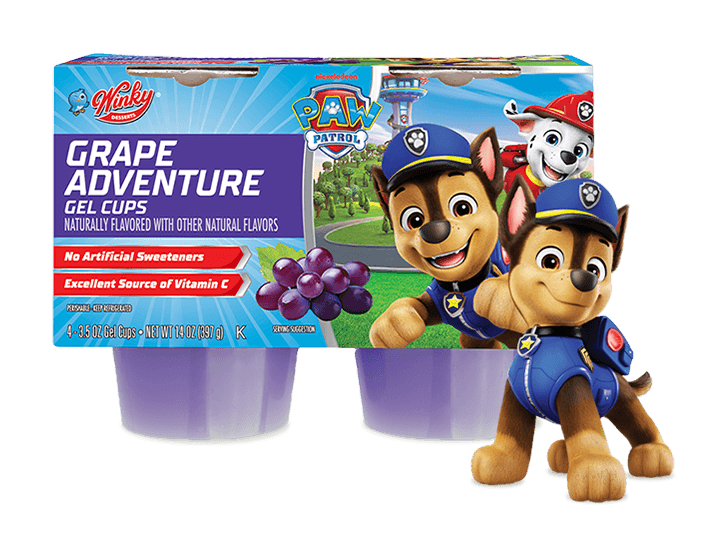 Grape Adventure gel snacks with Chase character